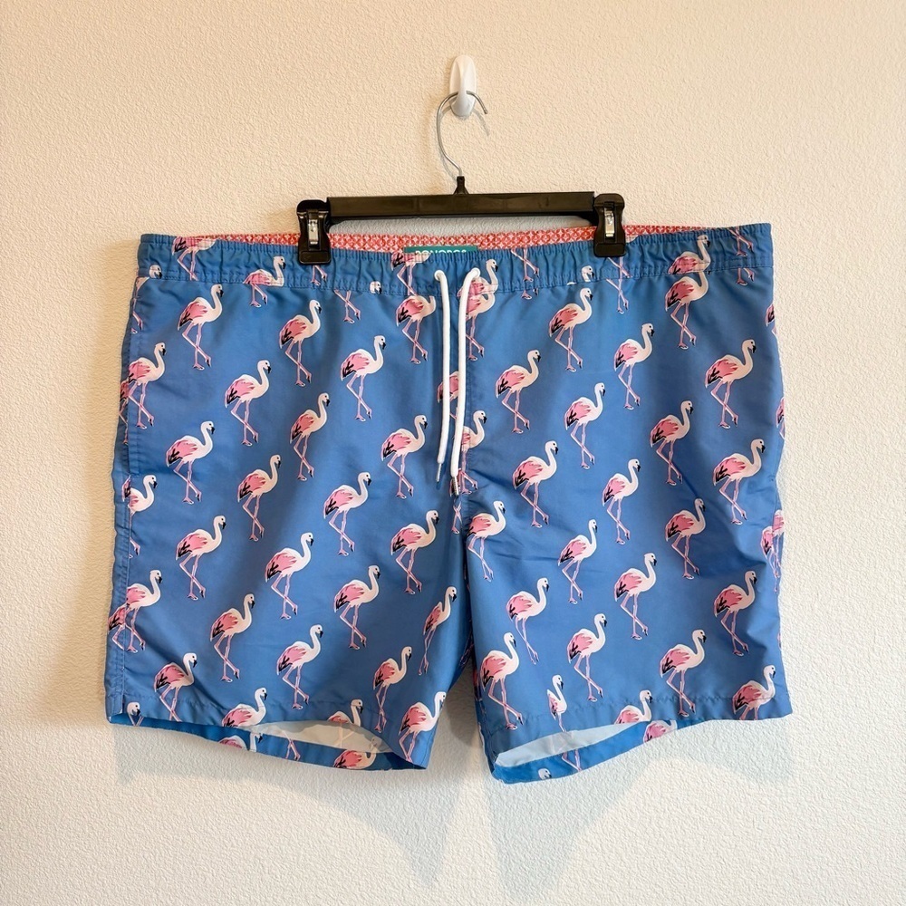 BONOBOS Men’s Swim Trunks Shorts Flamingo Blue Beach Gear 2XL Vacation Tropical